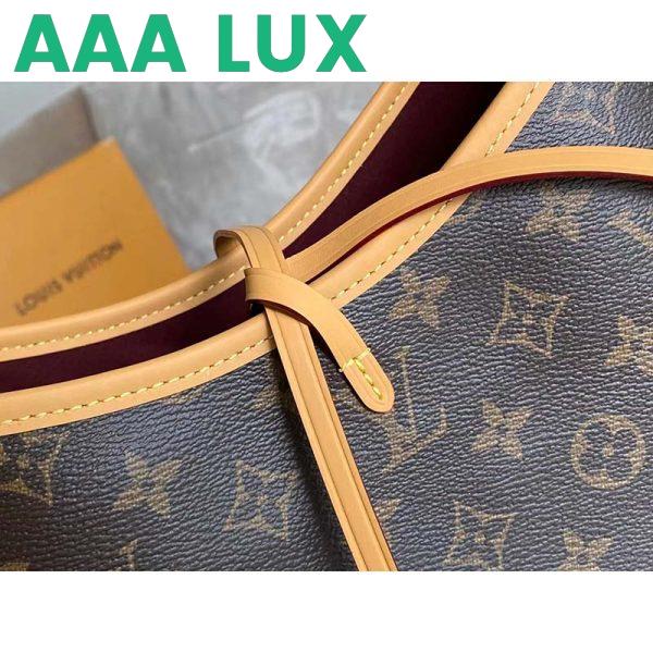 Replica Louis Vuitton Women LV CarryAll PM Handbag Brown Monogram Coated Canvas Microfiber 8