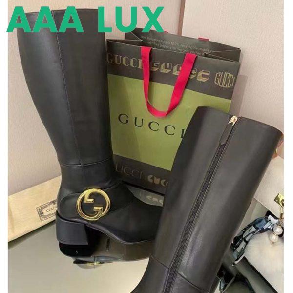 Replica Gucci Blondie Women’s Blondie Boot Black Leather Round Interlocking G Low 5 Cm Heel 11