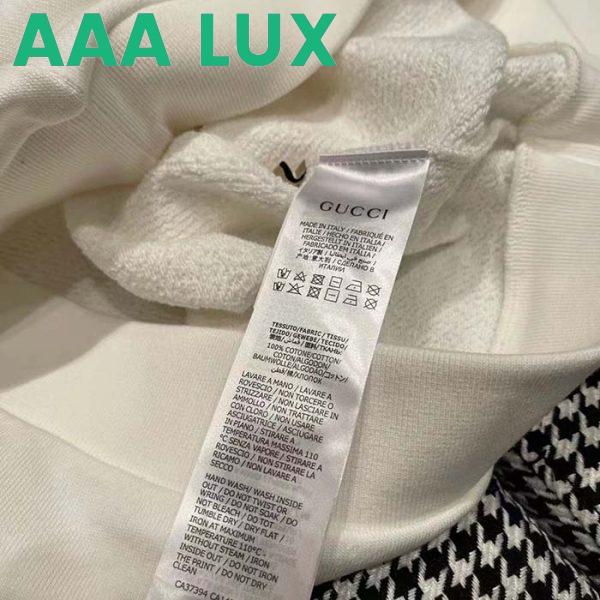 Replica Gucci Women GG Logo Bunny Print Hooded Cotton Sweatshirt Off White Cotton Jersey 8