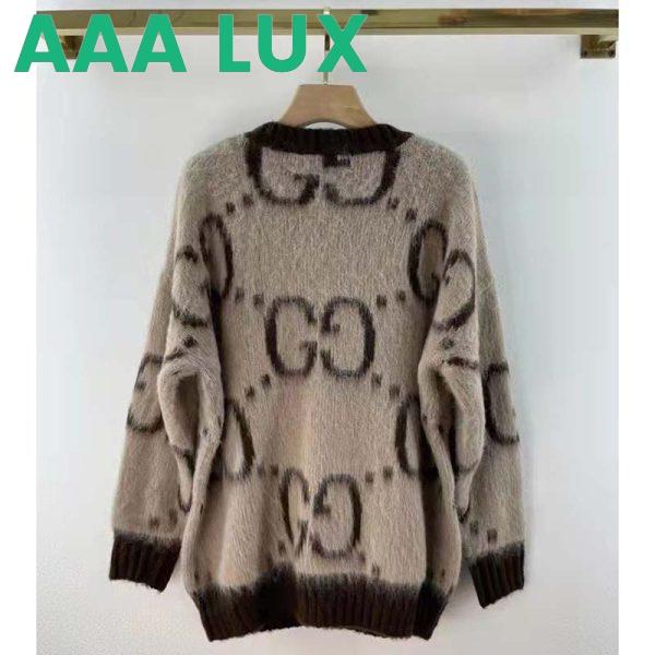 Replica Gucci Women GG Mohair Wool V-Neck Sweater Beige Brown 3