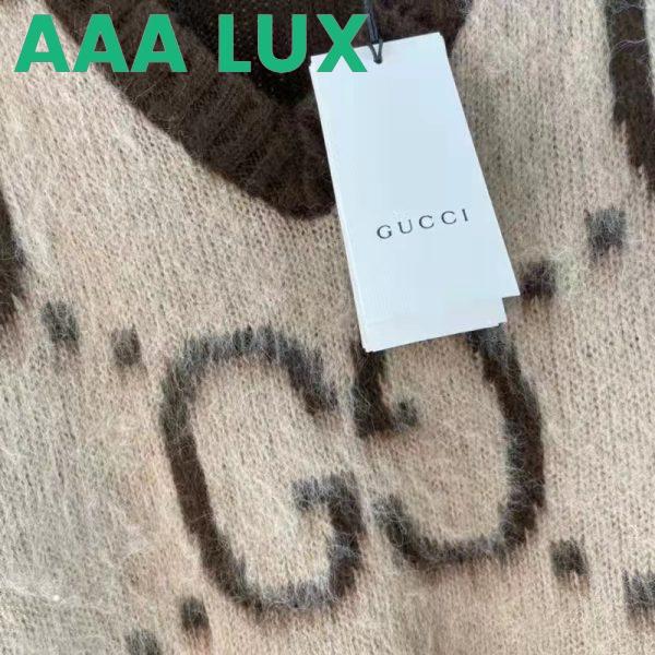 Replica Gucci Women GG Mohair Wool V-Neck Sweater Beige Brown 6