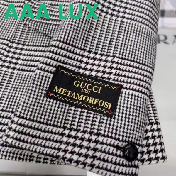 Replica Gucci Women GG Prince Wales Check Jacket Black White Long Sleeves Flap Pockets 8