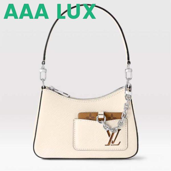 Replica Louis Vuitton Women LV Marellini Handbag Quartz White Epi Grained Cowhide Leather