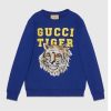 Replica Gucci Women GG Tiger Hooded Sweatshirt Ivory Felted Cotton Jersey Fixed Hood 16