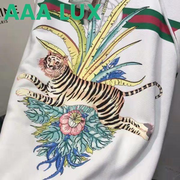 Replica Gucci Women GG Tiger Hooded Sweatshirt Ivory Felted Cotton Jersey Fixed Hood 6