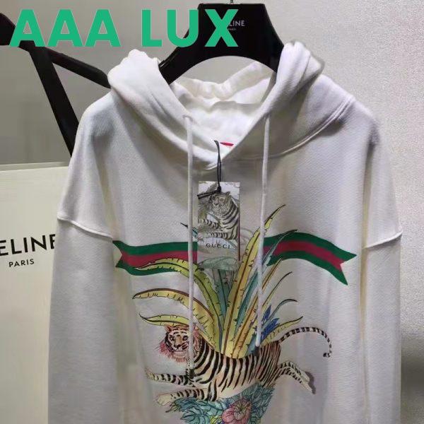 Replica Gucci Women GG Tiger Hooded Sweatshirt Ivory Felted Cotton Jersey Fixed Hood 7