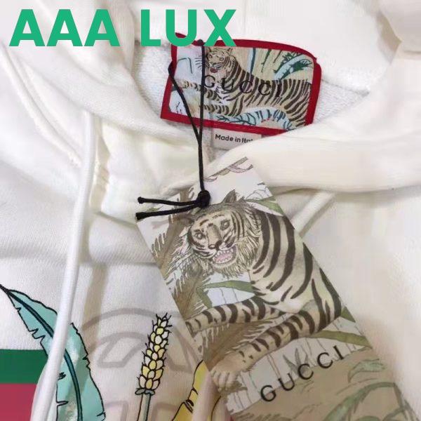 Replica Gucci Women GG Tiger Hooded Sweatshirt Ivory Felted Cotton Jersey Fixed Hood 8