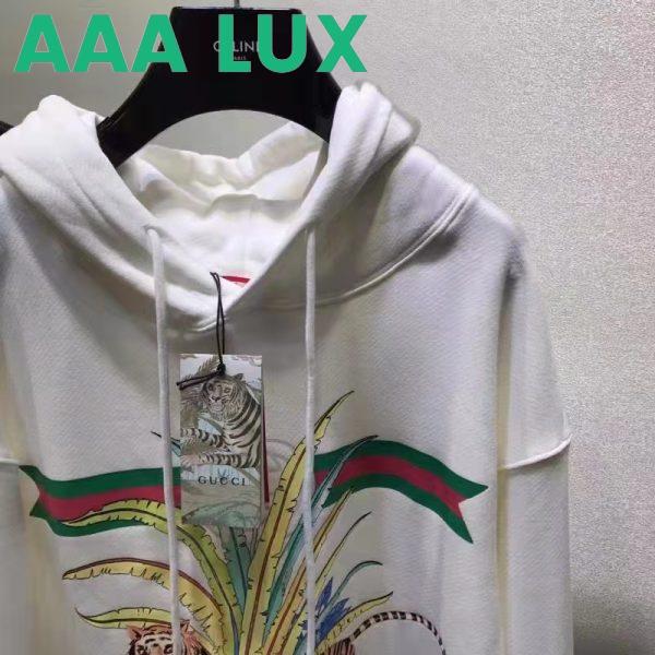 Replica Gucci Women GG Tiger Hooded Sweatshirt Ivory Felted Cotton Jersey Fixed Hood 9
