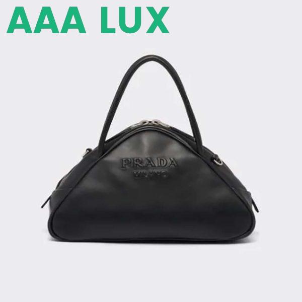 Replica Prada Women Leather Prada Triangle Bag-Black