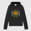 Replica Gucci Women Oversize Sweatshirt with Gucci Logo in 100% Cotton-Black