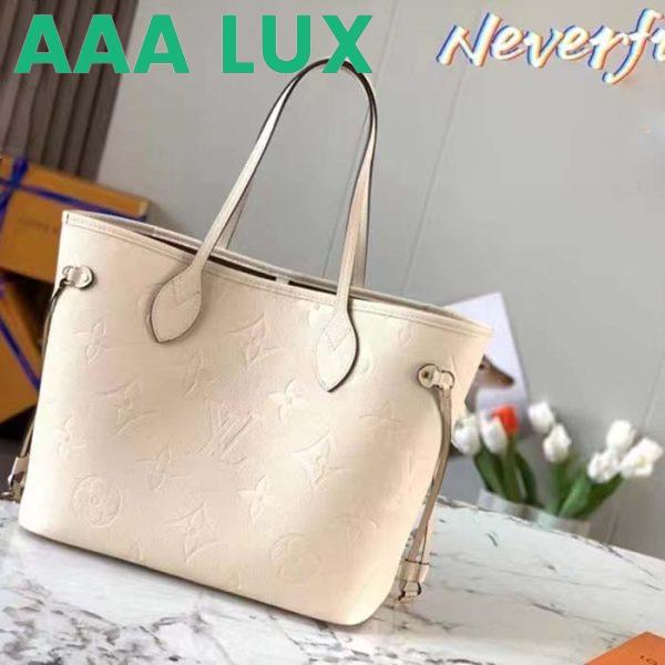 Replica Louis Vuitton Women LV Neverfull MM Carryall Tote Crème Beige Embossed Grained Cowhide 3