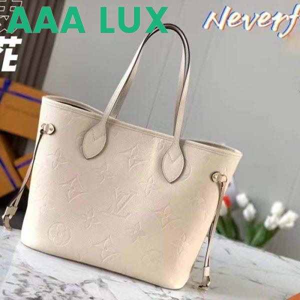 Replica Louis Vuitton Women LV Neverfull MM Carryall Tote Crème Beige Embossed Grained Cowhide 4