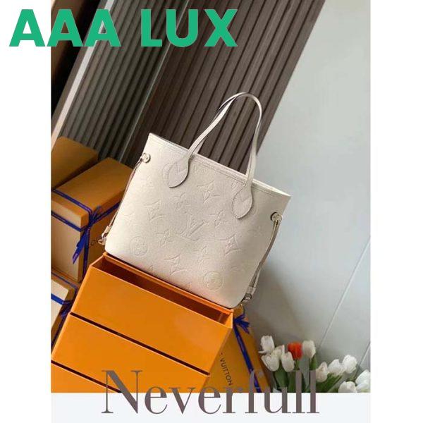 Replica Louis Vuitton Women LV Neverfull MM Carryall Tote Crème Beige Embossed Grained Cowhide 8