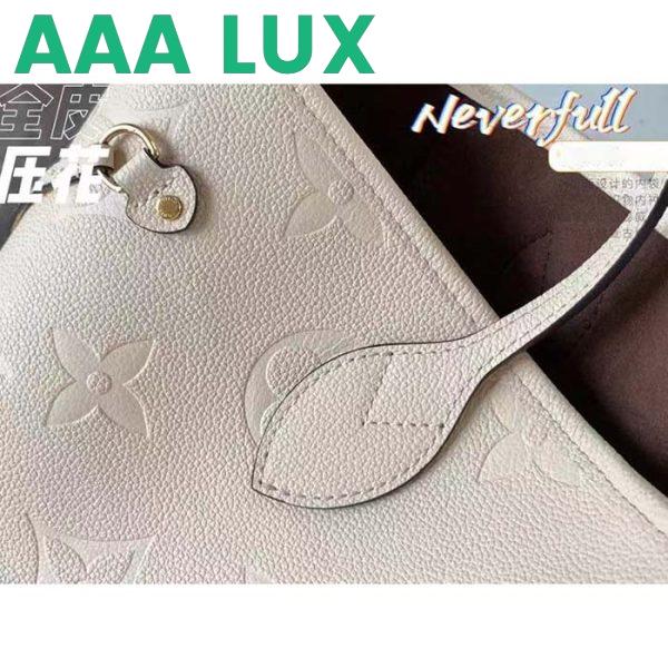 Replica Louis Vuitton Women LV Neverfull MM Carryall Tote Crème Beige Embossed Grained Cowhide 10