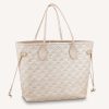 Replica Louis Vuitton Women LV Neverfull MM Carryall Tote Crème Beige Embossed Grained Cowhide 13