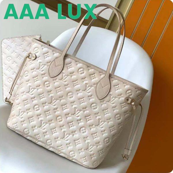 Replica Louis Vuitton Women LV Neverfull MM Carryall Tote Beige Sprayed Embossed Grained Cowhide 4