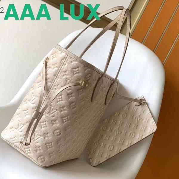 Replica Louis Vuitton Women LV Neverfull MM Carryall Tote Beige Sprayed Embossed Grained Cowhide 7