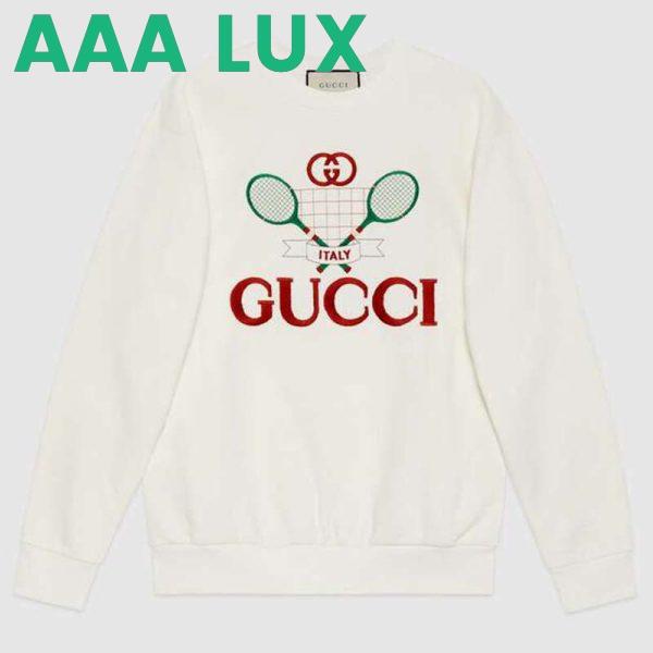 Replica Gucci Women Oversize Sweatshirt with Gucci Tennis in 100% Cotton-White
