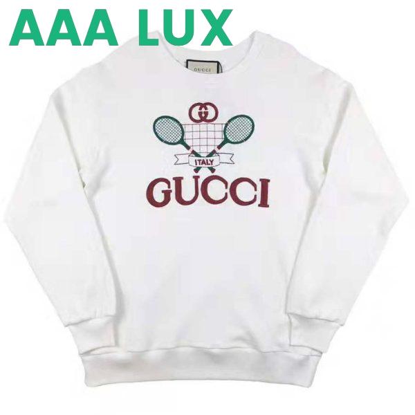 Replica Gucci Women Oversize Sweatshirt with Gucci Tennis in 100% Cotton-White 3