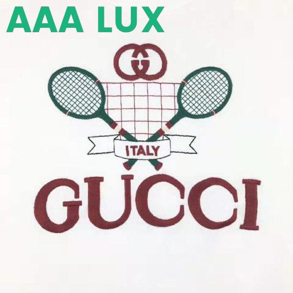 Replica Gucci Women Oversize Sweatshirt with Gucci Tennis in 100% Cotton-White 5