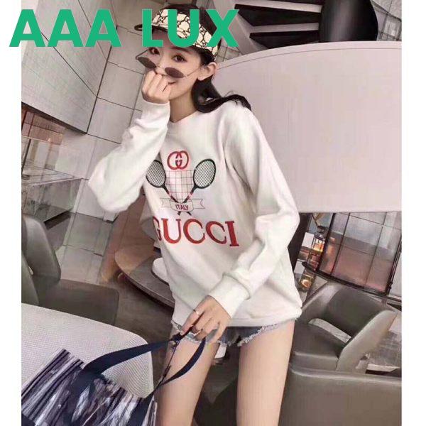 Replica Gucci Women Oversize Sweatshirt with Gucci Tennis in 100% Cotton-White 6