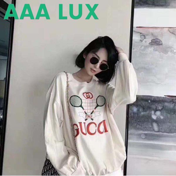 Replica Gucci Women Oversize Sweatshirt with Gucci Tennis in 100% Cotton-White 8