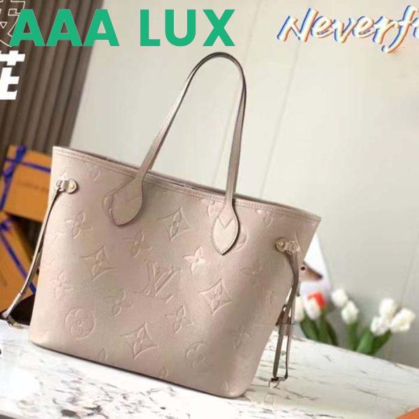 Replica Louis Vuitton Women LV Neverfull MM Carryall Tote Tourterelle Gray Embossed Grained Cowhide 4