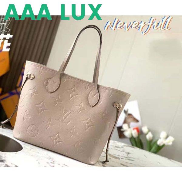 Replica Louis Vuitton Women LV Neverfull MM Carryall Tote Tourterelle Gray Embossed Grained Cowhide 5