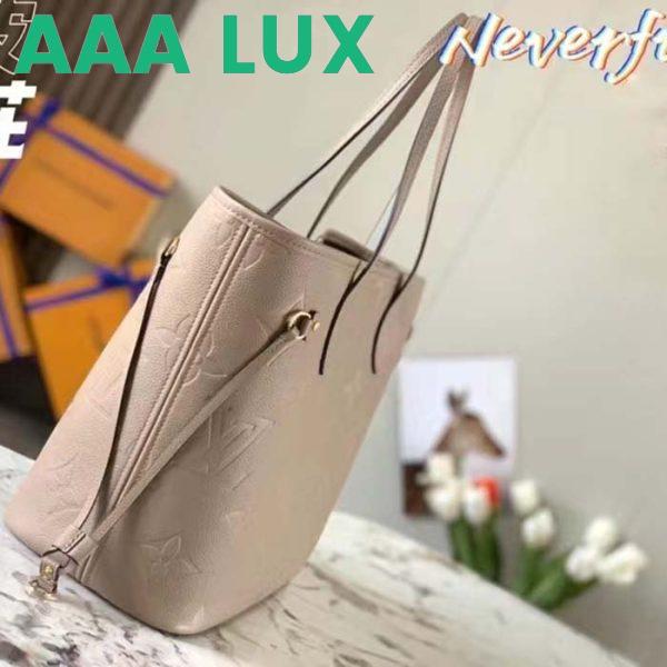 Replica Louis Vuitton Women LV Neverfull MM Carryall Tote Tourterelle Gray Embossed Grained Cowhide 8