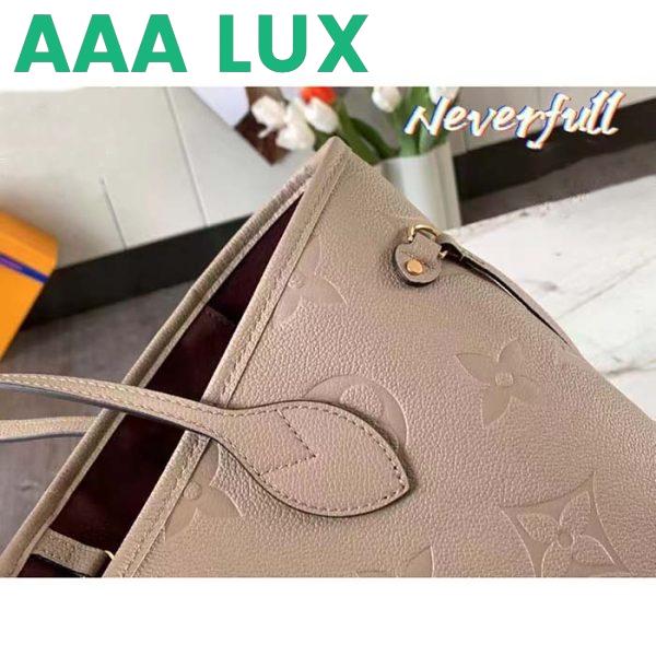 Replica Louis Vuitton Women LV Neverfull MM Carryall Tote Tourterelle Gray Embossed Grained Cowhide 10