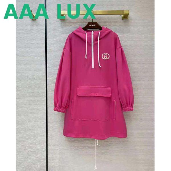 Replica Gucci Women Polyester Jersey Hooded Sweatshirt Interlocking G Fixed Hood-Pink 3
