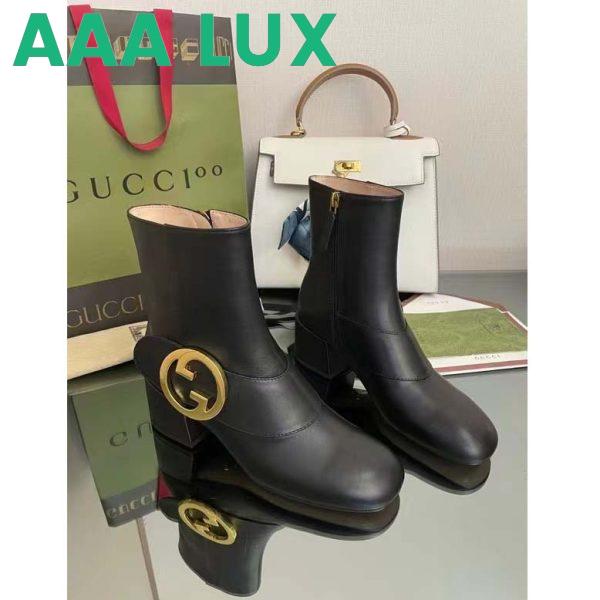 Replica Gucci GG Blondie Women’s Ankle Boot Black Leather Mid 5 Cm Heel 3
