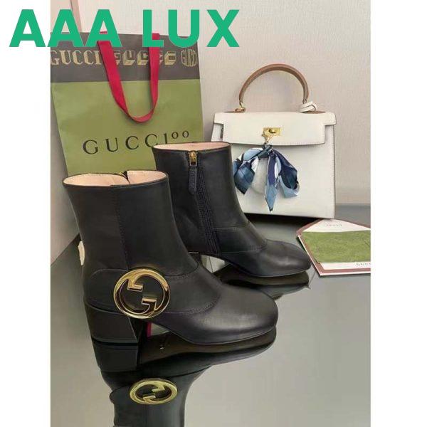 Replica Gucci GG Blondie Women’s Ankle Boot Black Leather Mid 5 Cm Heel 4