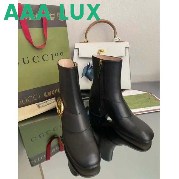 Replica Gucci GG Blondie Women’s Ankle Boot Black Leather Mid 5 Cm Heel 5