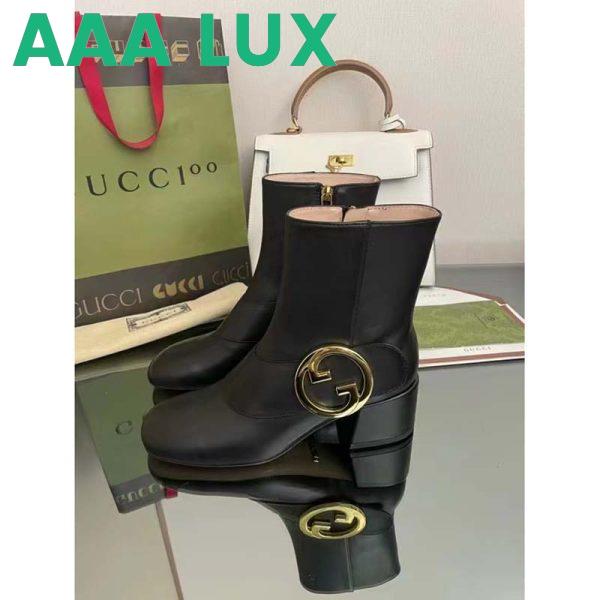 Replica Gucci GG Blondie Women’s Ankle Boot Black Leather Mid 5 Cm Heel 6