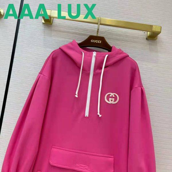 Replica Gucci Women Polyester Jersey Hooded Sweatshirt Interlocking G Fixed Hood-Pink 6