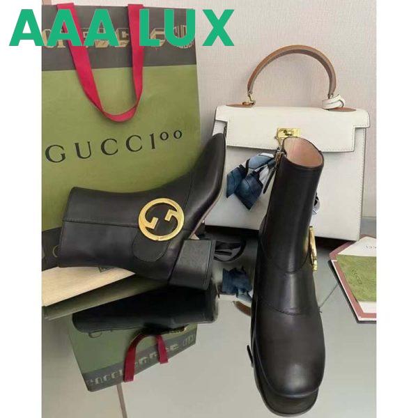 Replica Gucci GG Blondie Women’s Ankle Boot Black Leather Mid 5 Cm Heel 7