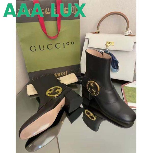 Replica Gucci GG Blondie Women’s Ankle Boot Black Leather Mid 5 Cm Heel 8