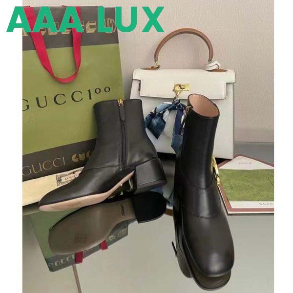 Replica Gucci GG Blondie Women’s Ankle Boot Black Leather Mid 5 Cm Heel 9