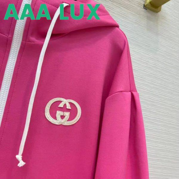 Replica Gucci Women Polyester Jersey Hooded Sweatshirt Interlocking G Fixed Hood-Pink 9