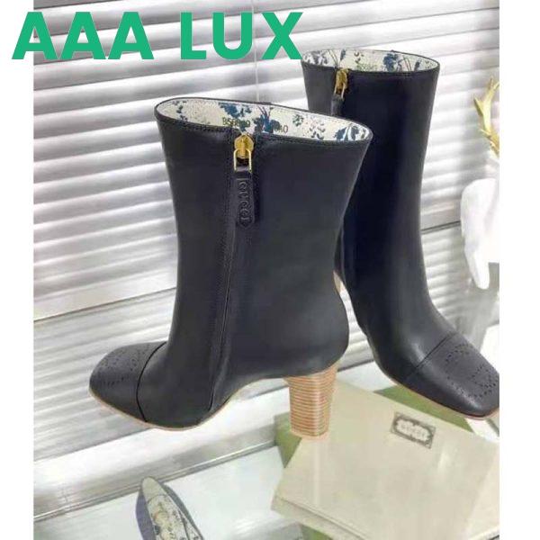 Replica Gucci GG Women Ankle Boot with Interlocking G Black Leather 9 cm Heel 6