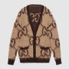 Replica Gucci Women Reversible GG Mohair Wool Cardigan Brushed GG Jacquard Blend
