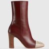 Replica Gucci GG Women Boot with Interlocking G Red Leather with Oatmeal Tip 9