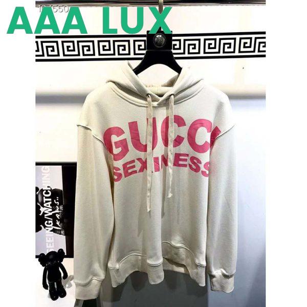 Replica Gucci Women Sexiness Print Sweatshirt Washed Off-White Light Felted Cotton Jersey 3
