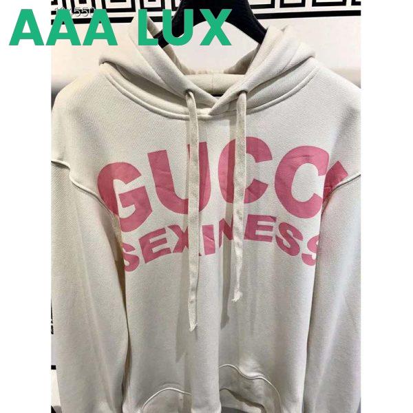 Replica Gucci Women Sexiness Print Sweatshirt Washed Off-White Light Felted Cotton Jersey 4