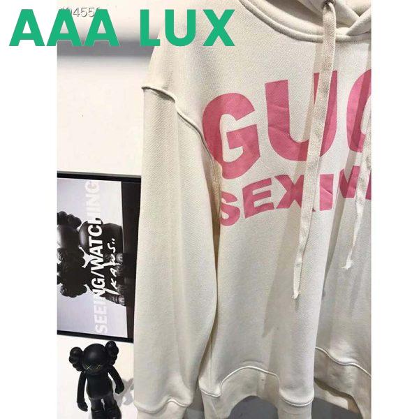 Replica Gucci Women Sexiness Print Sweatshirt Washed Off-White Light Felted Cotton Jersey 7