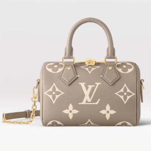 Replica Louis Vuitton Women LV Speedy Bandouliere 20 Handbag Gray Beige Monogram Empreinte Embossed Cowhide 2