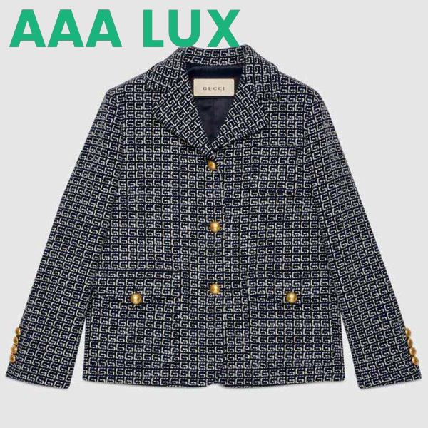 Replica Gucci Women Square G Wool Jacket in Boxy Fit-Navy 2