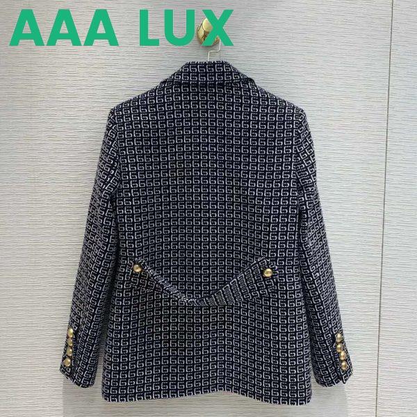 Replica Gucci Women Square G Wool Jacket in Boxy Fit-Navy 4