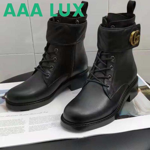 Replica Gucci GG Women’s Ankle Boot Double G Black Leather Tonal Matelassé 5